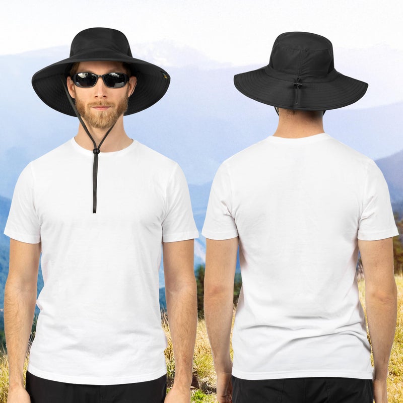 Suncube SUN CUBE Wide Brim Sun Hat Men Women, Mens Fishing Hats Sun UV Protection, Womens Hiking Bucket Hat, Outdoor Summer Safari Beach Boonie, Camping Unisex UPF 50+, Black - Image 3